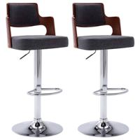 vidaXL Barkrukken 2 st gebogen hout en stof donkergrijs - thumbnail