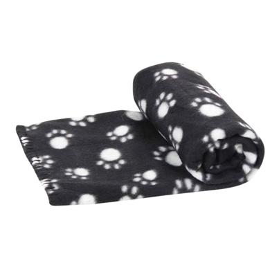 Nobleza Huisdierdeken - Fleece - Zwart met pootafdruk - Maat L - 100x160 cm
