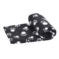 Nobleza Huisdierdeken - Fleece - Zwart met pootafdruk - Maat L - 100x160 cm - thumbnail