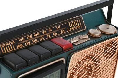 Bordsklocka Home ESPRIT Gouden Donkergroen Metaal Radio 24 x 8 x 17 cm