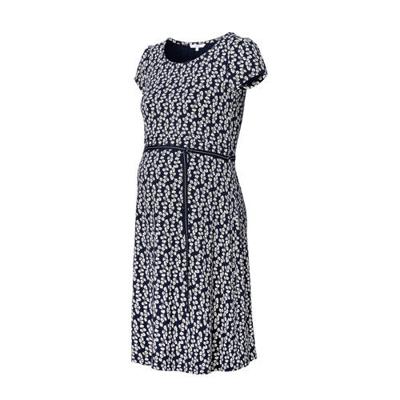 Noppies zwangerschaps- en voedingsjurk Fayette met all over print en ceintuur donkerblauw Noppies zwangerschaps- en voedingsjurk Fayette met all over print en ceintuur donkerblauw