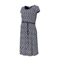 Noppies zwangerschaps- en voedingsjurk Fayette met all over print en ceintuur donkerblauw - thumbnail