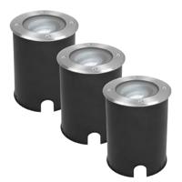 Set van 3 Lilly LED Grondspots - Dimbaar - Kantelbaar - GU10 - 6500K daglicht wit - 4 Watt 345 Lumen - Rond - IK10 - RVS - IP67 waterdicht - thumbnail