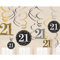21 Jaar Hangdecoratie Swirls Goud/Zilver - thumbnail