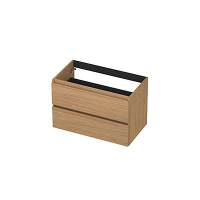 INK - Onderkast 2 Laden Greeploos met Houten Keerlijst - 800x450x520 Mm - Blank Eiken