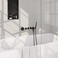 Inbouwthermostaatset Brauer Black Carving Incl Baduitloop en Staafhanddouche Messing Mat Zwart - thumbnail