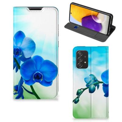 Samsung Galaxy A72 (5G/4G) Smart Cover Orchidee Blauw - Cadeau voor je Moeder Samsung Galaxy A72 (5G/4G) Smart Cover Orchidee Blauw - Cadeau voor je Moeder