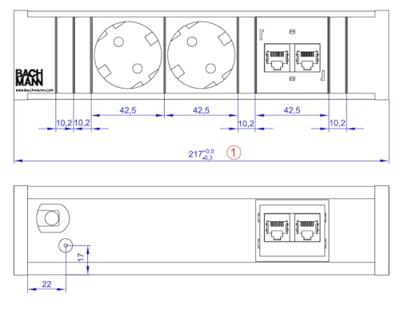 Bachmann 333.1008 Stekkerdoos zonder schakelaar Aluminium, Zwart Randaarde stekker