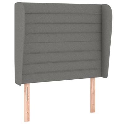 Hoofdbord met randen 83x23x118/128 cm stof donkergrijs - thumbnail