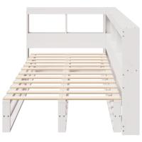 Bed met boekenkast zonder matras grenenhout wit 100x200 cm - thumbnail
