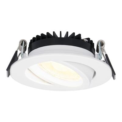 Rome LED inbouwspot - Kantelbaar - IP44 waterdicht - 6 Watt 430 lumen - 2700K warm wit - Lage inbouwdiepte 27mm - Dimbaar - Rond - Wit - Voor binnen en buiten