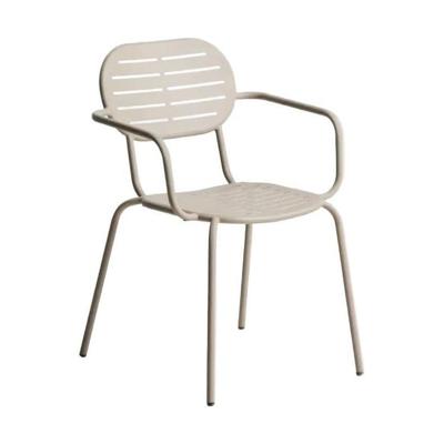 Kave Home Brai tuinstoel met arm gegalvaniseerd Taupe