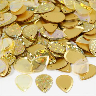 Creativ Company Pailletten, druppel, afm 14x19 mm, goud, 50 gr/ 1 doos - thumbnail