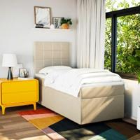 Boxspring met matras stof crèmekleurig 100x200 cm - thumbnail