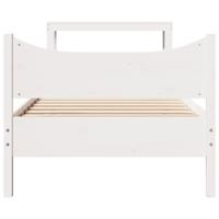 Bedframe met hoofdbord massief grenenhout wit 120x190 cm - thumbnail