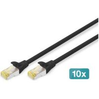 Digitus DK-1644-A-005-BL-10 RJ45 Netwerkkabel, patchkabel CAT 6A S/FTP 0.50 m Zwart 1 stuk(s) - thumbnail