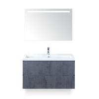 Vogue Badmeubelset 100 cm - Greeplijst in kleur - Beton Antra - Keramische Wastafel Wit 1 kraangat - met Sence Spiegel - thumbnail