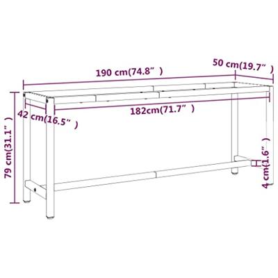 Werkbankframe 190x50x79 cm metaal matzwart en matrood - thumbnail