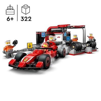 LEGO CITY F1 pitstop en pitcrew met Ferrari auto 60443