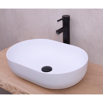 Opbouw Waskom BWS Fabiana 50x35x14 cm Solid Surface Mat Wit