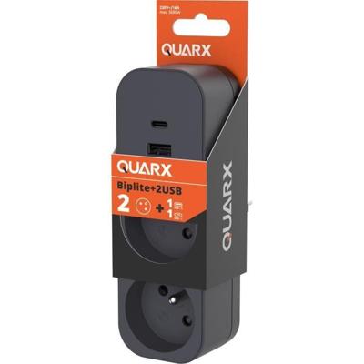 Biplite - QUARX - 2P 16A - Con USB-A e USB-C, conforme NF