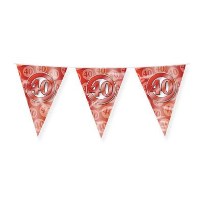 Vlaggenlijn 40 Jaar Getrouwd Robijn Rood (10m)