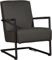 Donkergrijze leren industriële stalen fauteuil Lodge - Hermes Leer Antracite (donkergrijs leer) - thumbnail