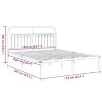 Bedframe met hoofdbord metaal wit 150x200 cm - thumbnail