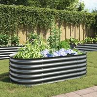 VidaXL Plantenbak verhoogd 160x80x44 cm gegalvaniseerd staal grijs - thumbnail