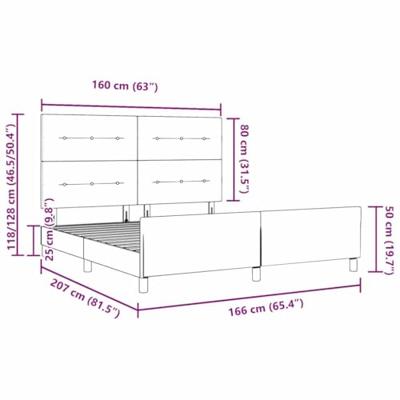 Bedframe met hoofdeinde Lichtgrijs 160 x 200 cm Stof