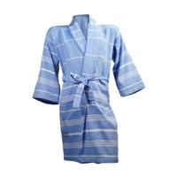 The One Towelling Hamam Badjas Blue/White-XXL/XXXL - thumbnail