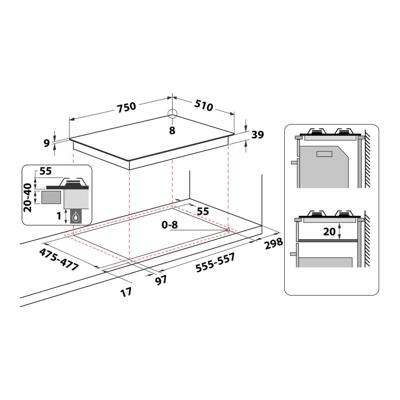 Gaskookplaat Hotpoint PNN 751 IX 10500 W