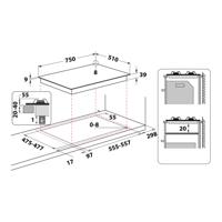 HOTPOINT PNN 751 IX - Gaskookplaat - 5 branders - 10,5kW - L75 x D51cm - Roestvrijstalen coating - Roestvrij staal - thumbnail