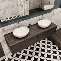 Mondiaz Lush Barco badmeubel eiken Dark brown 150 cm 2 lades mdf 2 waskommen beide zijden 2 kraangaten - thumbnail