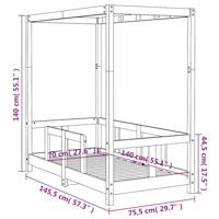 Kinderbedframe 70x140 cm massief grenenhout wit - thumbnail