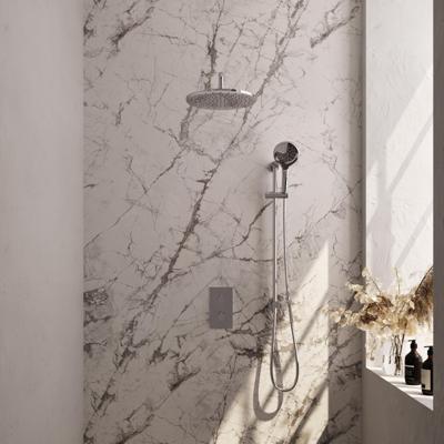 Brauer Chrome Carving Thermostatische Regendoucheset Inbouw - Hoofddouche 30 cm - Gebogen Wandarm - 3 Weg - Handdouche 3 Standen - Doucheslang - Geintegreerde Glijstang - Chroom