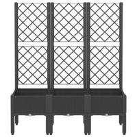 VidaXL Plantenbak met latwerk 120x40x142 cm polypropeen zwart - thumbnail