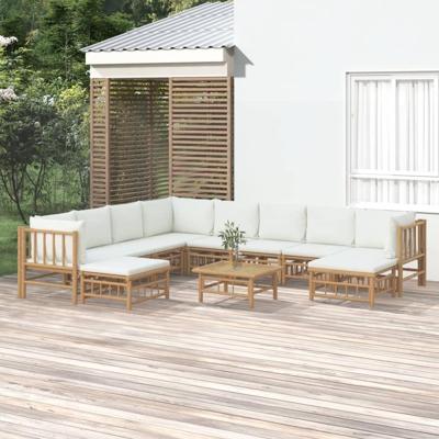 11-delige Loungeset met kussens bamboe crèmewit