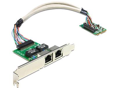Delock Mini PCI-e LAN-adapter (2X RJ-45)
