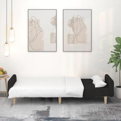 Slaapbank 2-zits stof zwart Slaapbank 2-zits stof zwart