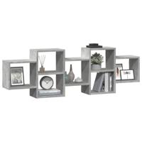 Wandschap 129x18x42 cm bewerkt hout betongrijs - thumbnail