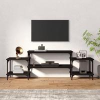 Tv-meubel 157x35x52 cm bewerkt hout zwart - thumbnail