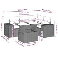 5-delige Loungeset met kussens poly rattan bruin - thumbnail