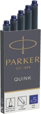 5 Inktpatronen Parker Quink blauw permanent 5 Inktpatronen Parker Quink blauw permanent