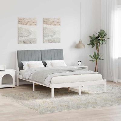 Bedframe met hoofdeinde Wit 135 x 190 cm Stof