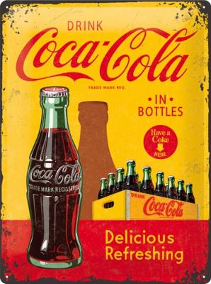 Wandbord Coca Cola Yellow in Bottles