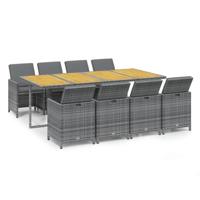 9-delige Tuinset met kussens poly rattan grijs - thumbnail
