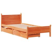 Bedframe zonder matras massief grenenhout wasbruin 100x200 cm - thumbnail