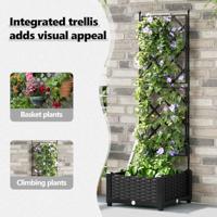 VidaXL Tuin bloempot zwart 40 x 40 x 125,5 cm staal - thumbnail