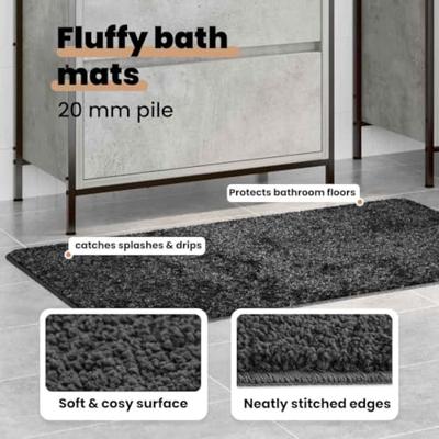 VidaXL Antislip badmat set 2 pcs donkergrijs pp